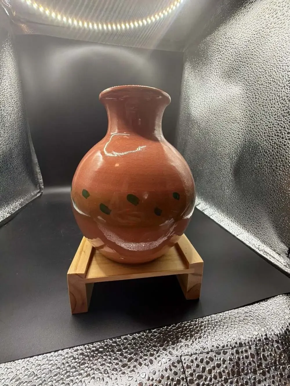 Vintage Hand-Painted Puerto Rico Terracotta Clay Pottery Vase